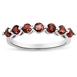 Sterling Silver Garnet 7-Stone Ring