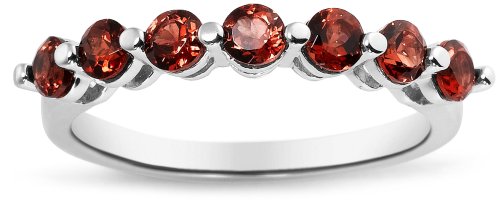 Sterling Silver Garnet 7-Stone Ring