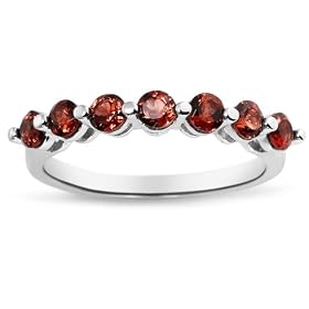 Sterling Silver Garnet 7-Stone Ring