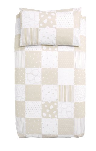 Imagen principal de Petit Praia Patch Arena E3831931 - Funda nórdica tríptico 110 x 170 (cuna 70x140) relleno aparte, color arena y blanco