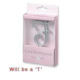 Small Silver tone Monogram Letter T Cake Topper