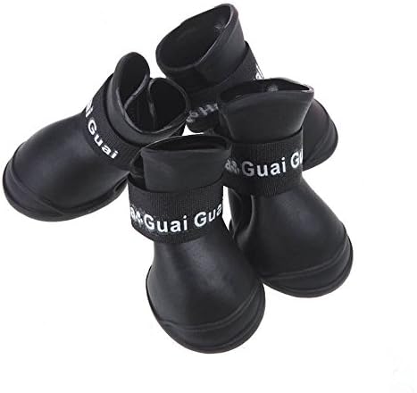 Waterproof Pet Dog Boots, Dog Shoes (Black-Medium(1.57''Width x 1.97''Length))