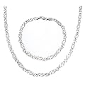 9ct White Gold Set of Celtic Chain 46cm and Bracelet 19cm