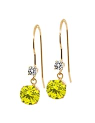 1.23 Ct Round Canary Diamond White Diamond 14K Yellow Gold Earrings
