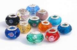 Pandora Style Twelve (12) Piece Charm Bead Set (Z191) with Murano Style, Lampwork Style and Faceted Glass Style Beads - Fits Pandora, Troll, Biagi and Charmilia - Exact Assortment as Shown
