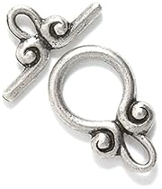 Shipwreck Beads Pewter Toggle Clasp, 20mm, Metallic, Silver, 5-Set