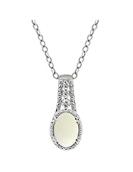 0.69 Ct Oval Cabouchon White Opal White Topaz 925 Sterling Silver Pendant