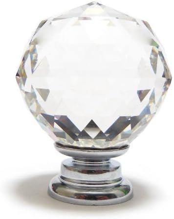 Cut Crystal Glass Faceted Ball Cupboard/Drawer Door Knob - Clear - 50mm