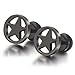 U2U Jewelry 316L Surgical Stainless Steel Black Circle Five-pointed Star Earrings With O-Ring (Sold In Pairs)