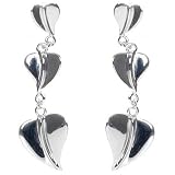Sterling Silver Fantasia Three Leaf Heart Shaped Dangle Post Earring