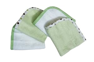 American Baby Company Organic 4 Pack Terry Wash Cloths, Celery