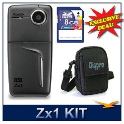 Kodak Zx1 Pocket Video Camera Kit with 8GB Card (Black) Exclusive Deal!