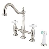 Kingston Brass Two Handle Centerset Deck Mount Kitchen Faucet Brass Side Spray- Nickel KS1278PX