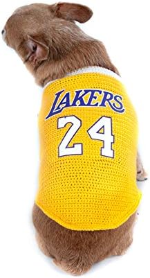 Lakers 24 Kobe Bryant Dog Clothes NBA Basketball Jersey Pet Clothing Handmade Crochet DK795 by Myknitt - Free Shipping (XXS)