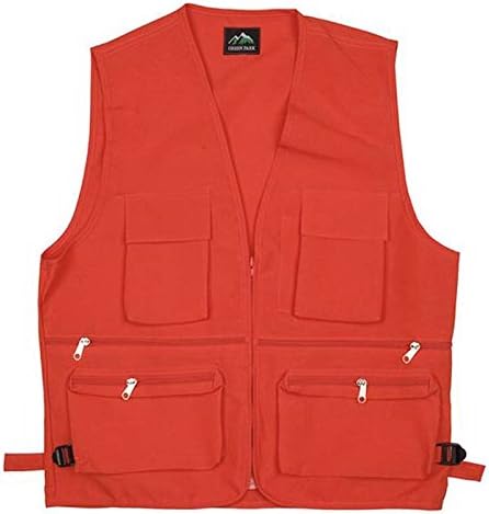 KROCK Mens Casual Work Utility Hunting Travels Sports Mesh Vest With Pockets (TA-01 Orange, US S (Asia L))