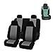 FH Group FB102114 Classic Full Set High Back Flat Cloth Car Seat Covers w. Gift, Gray/Black- Fit Most Car, Truck, SUV, or Van