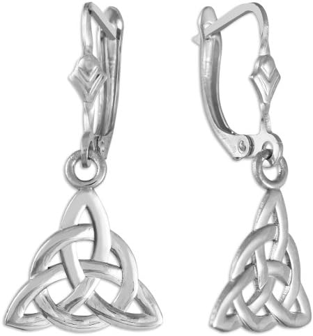14k White Gold Celtic Trinity Dangle Earrings