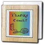 Beverly Turner Sports Design - Thank you to Tennis Coach Tennis Racket and Balls - Tile Napkin Holders
