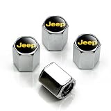 Jeep Gold Logo Chrome Tire Stem Valve Caps