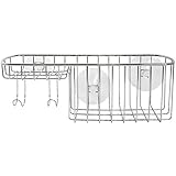 InterDesign Milo Suction Bathroom Shower Combo Basket for Shampoo, Conditioner, Soap - Chrome