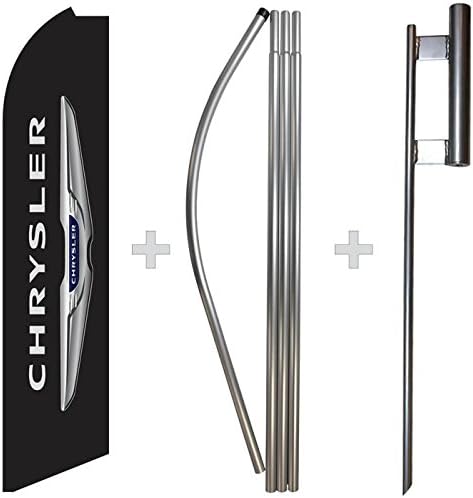 Chrysler Swooper Feather Flag, Flagpole, &amp; Ground Spike Kit
