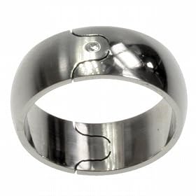 316L Stainless Steel ring with one CZ - Width: 8mm (Size 5)stone - Width: 7mm (Sizes 8-12)