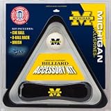 Michigan Wolverines Billiard Accessories Kit - includes Triangle Rack, Cue Ball and Brush