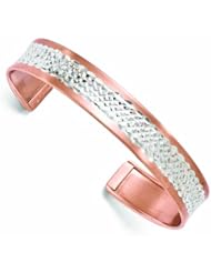 Leslies Sterling Silver Pink/White Diamond-Cut Cuff Bangle