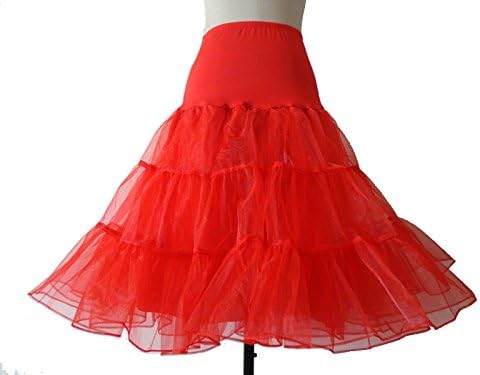 50s Retro 26" Swing Vintage Petticoat Rockabilly Tutu Fancy Net Underskirt (2XL/3XL, RED)