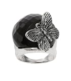 G by GUESS Faceted Stone Ring with Butterfly, SILVER (7)