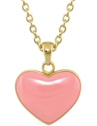 Lauren G Adams Girls Gold Heart Pendant Necklace with Pink Enamel
