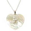 Sterling Silver Necklace Mother of Pearl White CZ Diamond Heart Design Pendant By Bucasi