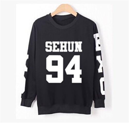 EXO Gayo Daejun Daejeon Coat Sweater Kai Kris Luhan Hoody Pullover Kris Luhan sweatershirt (Sehun Black, S)