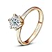 [Eternity Series] Yoursfs Unique Solitaire Cubic Zirconia CZ Anniversary Engagement Promise Ring 18K Rose Gold Plated Band
