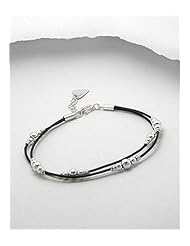 Heart Leather Bracelet In 92.5 Sterling Silver