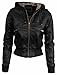 NE PEOPLE Women's Premium Fitted faux leather Zip Up Moto Jacket