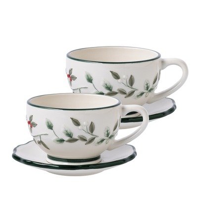 Pfaltzgraff Winterberry set of and saucers