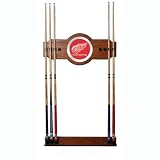 Nhl Detroit Redwings 2 Piece Wood And Mirror Wall Cue Rack