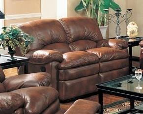 Walter Reclining Loveseat in Brown Bonded Leather by Coaster Furniture