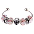 Candy Cane for Pandora Style Beads on Sterling Silver Plated Twist End Bangle (1)