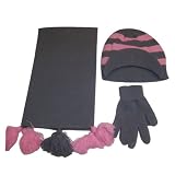 Ladies Knit Striped Radar Hat, Scarf and Glove Set