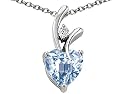 1.95 cttw 925 Sterling Silver 14K White Gold Plated Created Heart Shaped Aquamarine Pendant