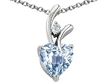 1.95 cttw 925 Sterling Silver 14K White Gold Plated Created Heart Shaped Aquamarine Pendant