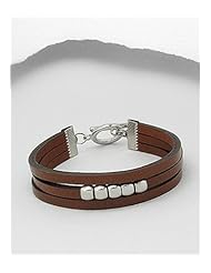 Saddle Brown Leather Bracelet In White Base