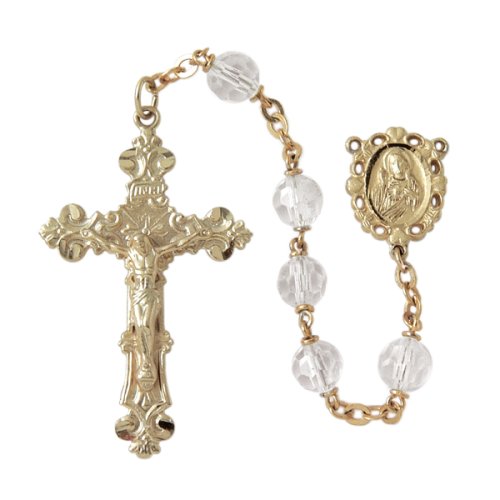 22k Gold Overlay Pewter Crystal Rosary by Bob Siemon