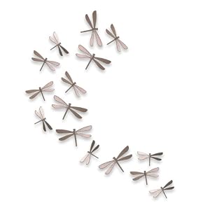 Umbra Set of 20 Wallflutters, Dragonfly Wall Art, Brushed Nickel