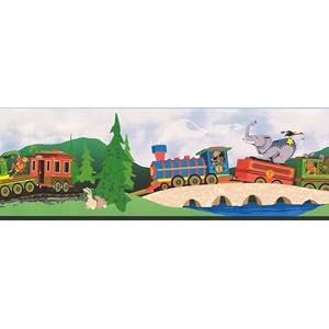 Wallpaper Border Animal Train Circus Express