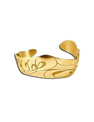 14K Yellow Gold Northwest Coast Native American Waves Bracelet. Made in USA.