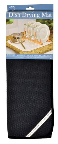 Envision Home Microfiber Dish Drying Mat, 16 by 18-Inch, Black