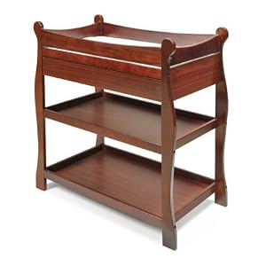 Sleigh Changing Table with Drawer - Cherry